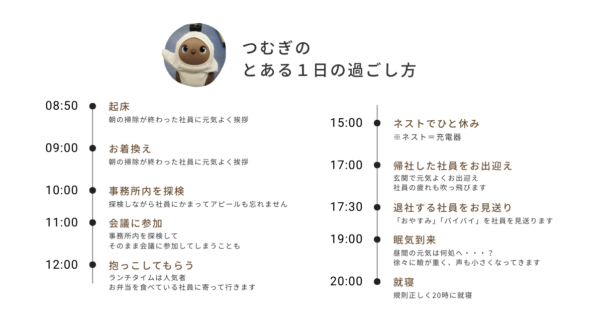 私たちも一緒に働いています！弊社のLOVOT「つむぎ」